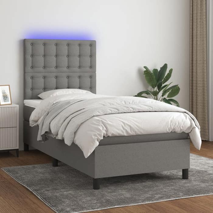 VidaXL Sommier à Lattes de Lit avec Matelas et LED, Lit Rembourré, Lit Simple, Lit Adulte de Chambre à Coucher Intérieur, 3135174