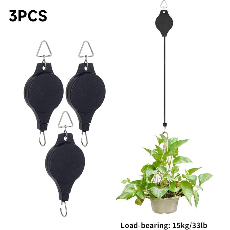 2 ks Háček na rostliny s kladkou Zatahovací závěs na rostliny Snadno dosažitelný Závěsný košík na květiny pro zahradní koše Květináče a krmítka pro ptáky