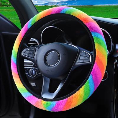 Steering Wheel Cover Multifunctional Durable Colorful Without Inner Ring Car Supplies Car Steering Wheel Cover Non-slip Plush
