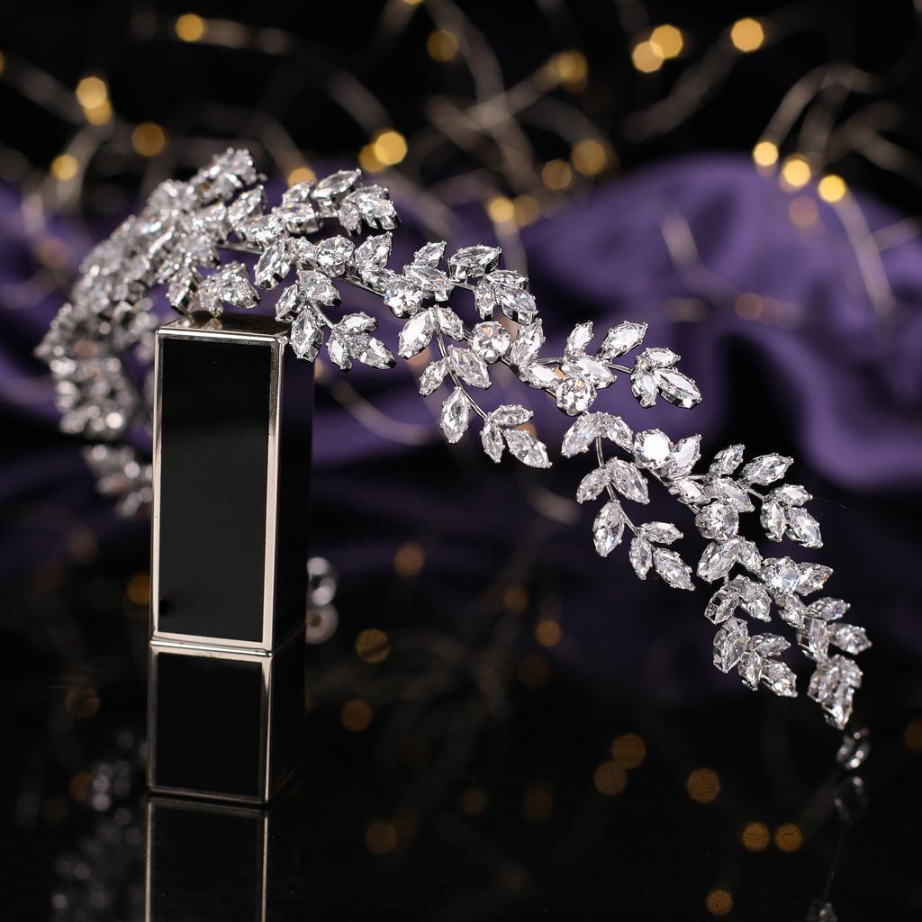 Echsio Simple Hairbands Women Hair Jewelry Bridal Wedding Hair Accessories Cubic Zircon Tiaras and Crown BC6130 Corona Princesa