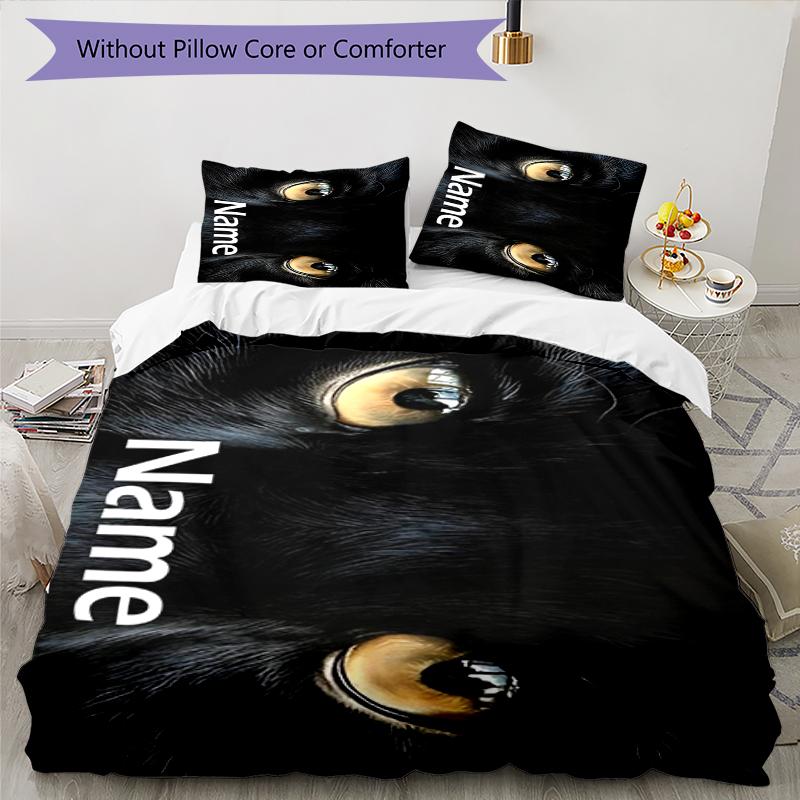 3pcs Custom Name Leopard Bedding Set Duvet Cover Closure Includes 1 Duvet Cover & 2 Pillowcases, Soft and Comfortable for All Seasons.