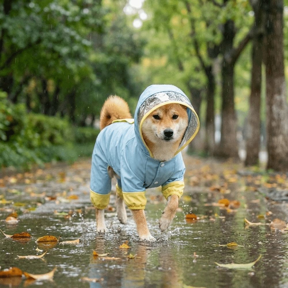 Windproof Dog Hooded Raincoat Waterproof Pet Waterproof Cloak Dog Rain Cloak Rainy Day
