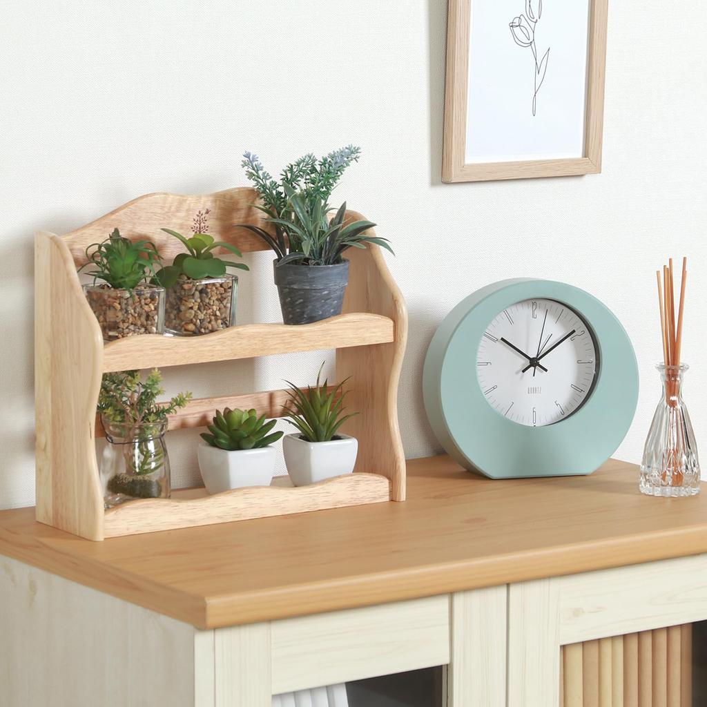 Fujiboeki Spice Rack 2-Tier Natural Wood Kitchen Storage Bonheur 94383 30cm Width 9.5cm Depth 26cm Height