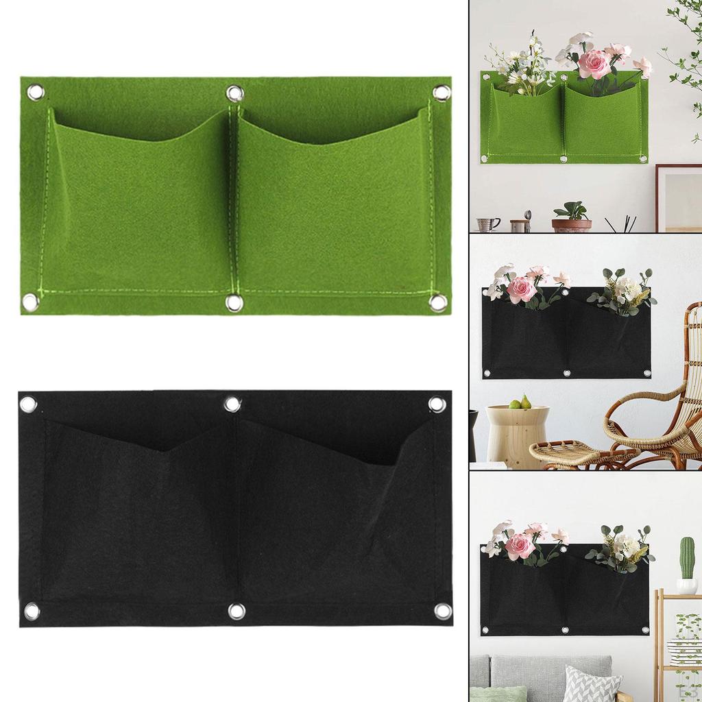 Hanging Planting Grow Bag 2 Pockets Sturdy Creative Vertical Greening Flower Container for Indoor