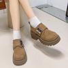 Small man increases height, thick-soled retro women's autumn new big head and small leather shoes are versatile