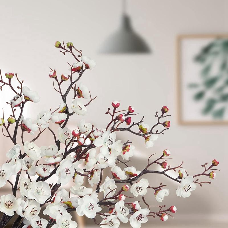 1pc Artificial Flowers Spring Plum Blossom Peach Branch Silk Flowers Home Wedding Party Decoration Christmas Wreaths Accessories