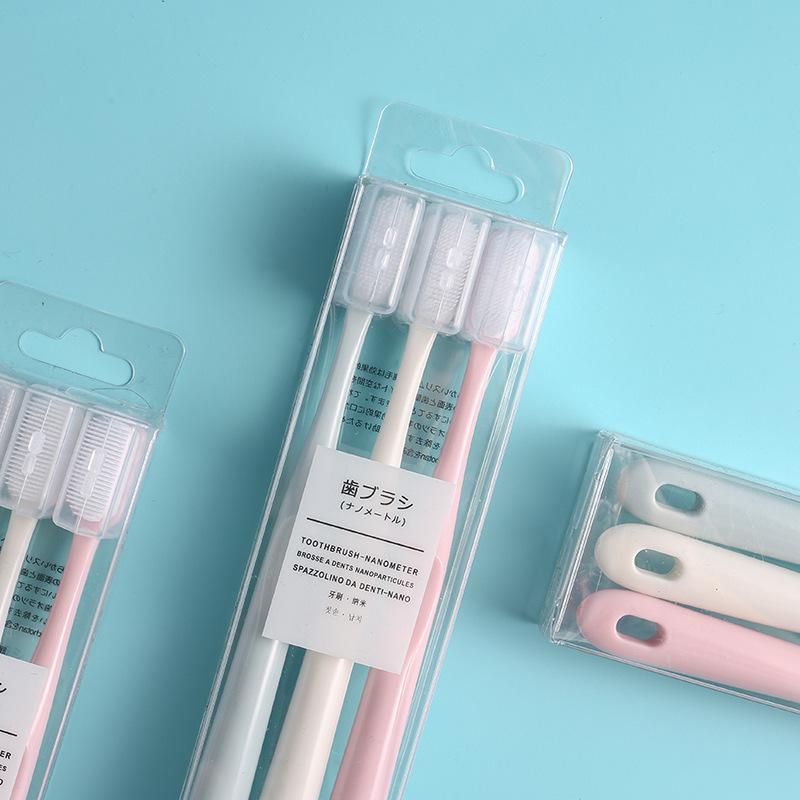 Muji-Style Macaron 3-Piece Soft Bristle Toothbrush Set for Adults