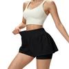 Hohe zweiseitige Sportshorts für Damen Dehnbarer elastischer Bund Leichte Laufshorts Trainings-Yoga-Skorts