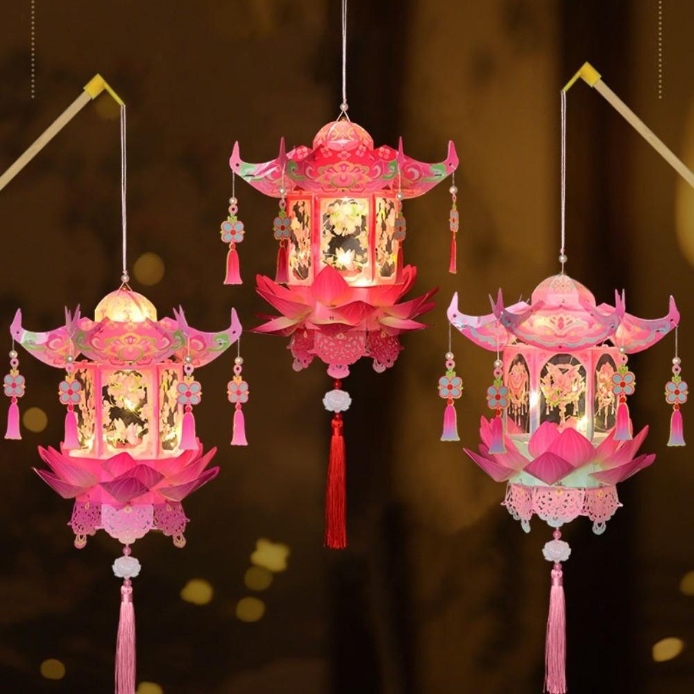 PVC DIY Craft Material Kit Glowing Hanging LED Lantern Mid-Autumn Festival Lantern Gift