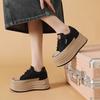 Leather Soft Surface 8cm Height Increasing Flat Shoes Autumn and Winter New Casual Shoes SyfIyno Thick Soled Women's Shoes