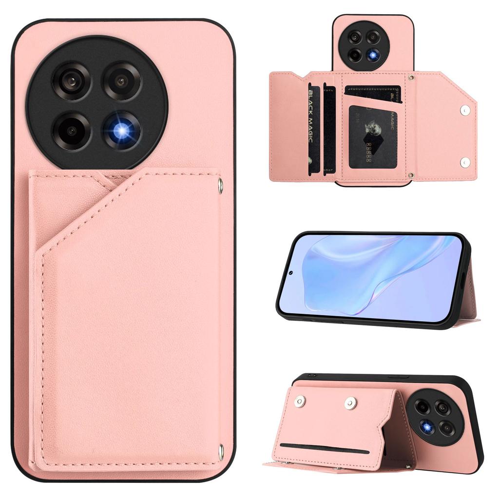 For OnePlus Ace 5 5G/OnePlus Ace 5 Pro 5G/OnePlus 13R 5G Case Card Holder Kickstand Skin-Touch Phone Cover with Wrist Strap