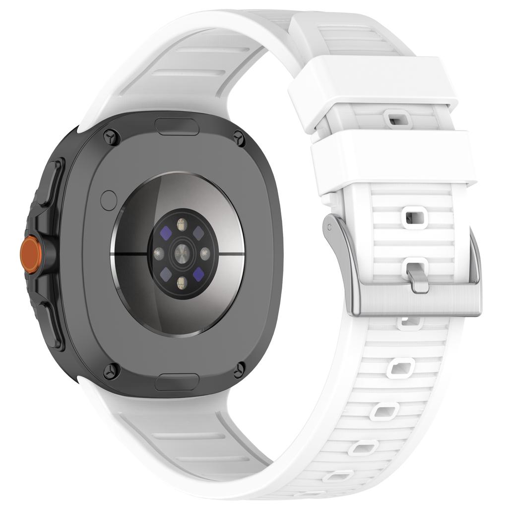 Silicone Watch Band for Samsung Galaxy Watch8 Classic 46mm/Watch8 44mm/40mm Steel Buckle Striped Strap