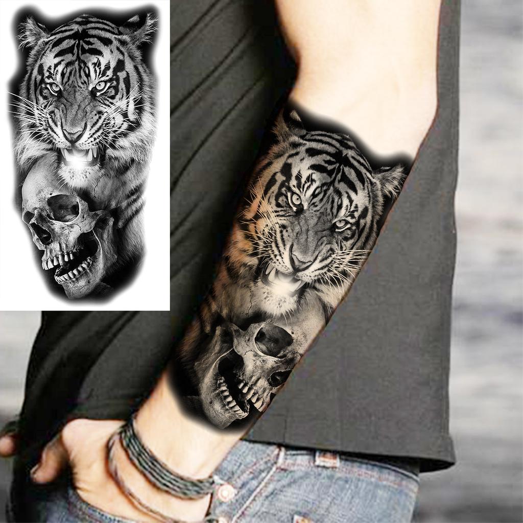 Scorpion Rose Flower Temporary Tattoos For Women Adults Realistic Vampire Wolf Scary Snake Crown Fake Tattoo Sticker Arm Tatoos