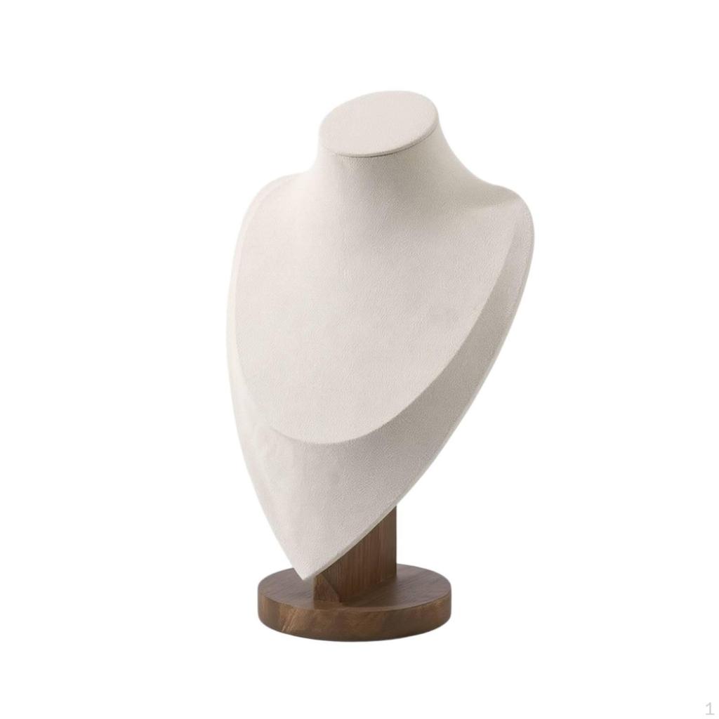 Necklace Display Bust with Wood Base Tabletop Jewelry Stand Wooden Expert