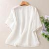 Top Retro in Stile Cinese in Cotone Lino da Donna Estivo Sottile Largo Maniche Corte Camicia T-shirt
