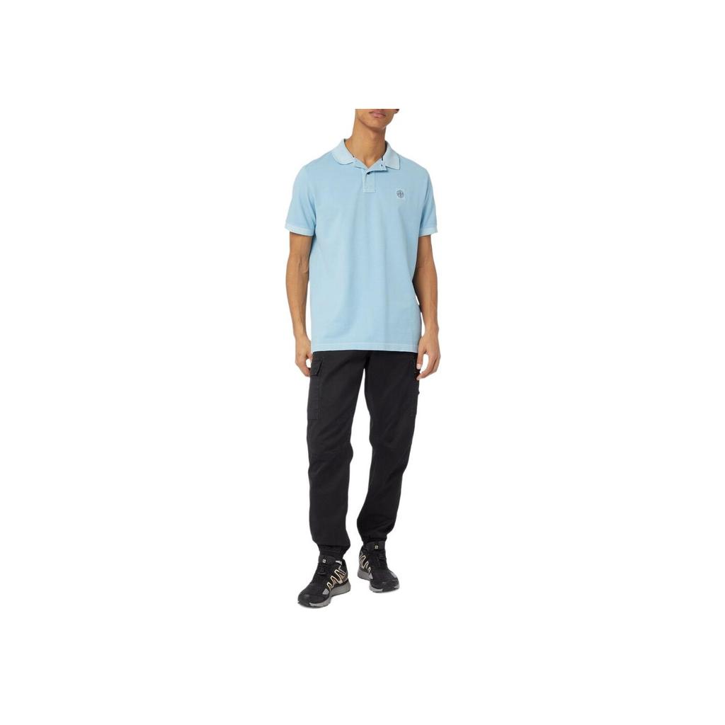 Stone Island Ss23 Solid Color Logo Short Sleeve Polo Shirt Men Polo Shirts Sky-Blue 10152SC67-V0041