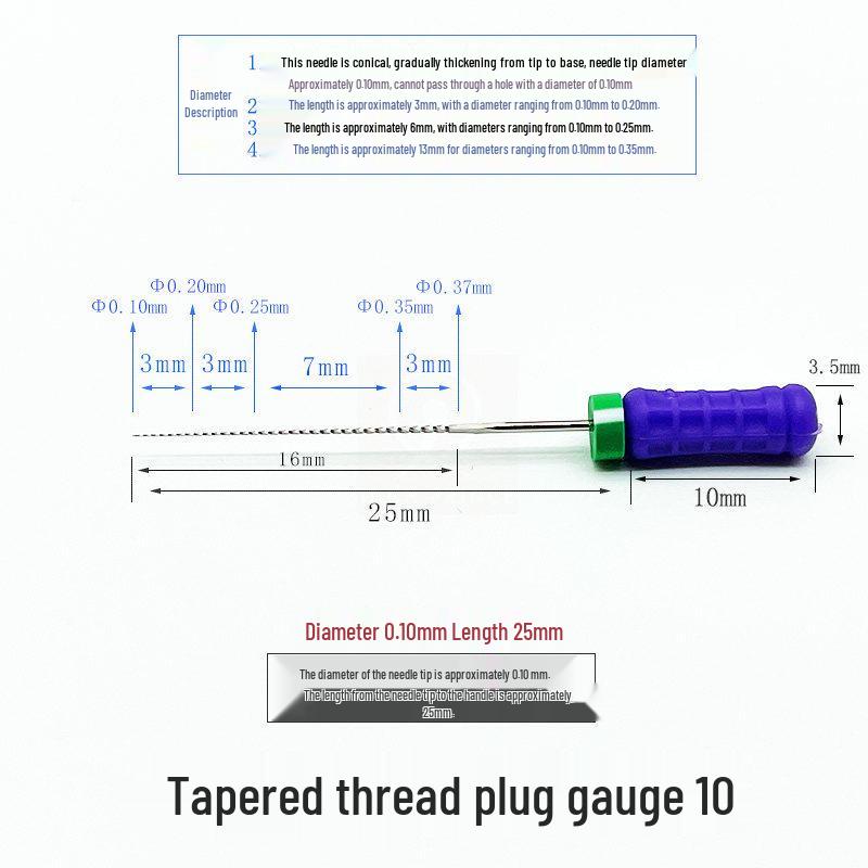 Threaded 0.05mm Ultra-Fine Steel Nozzle Cleaning Needle for Go-No-Go Gauge Valve