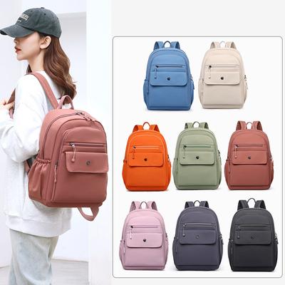 Solid Color Backpack Women's Lightweight Nylon Bag Travel Backpack
