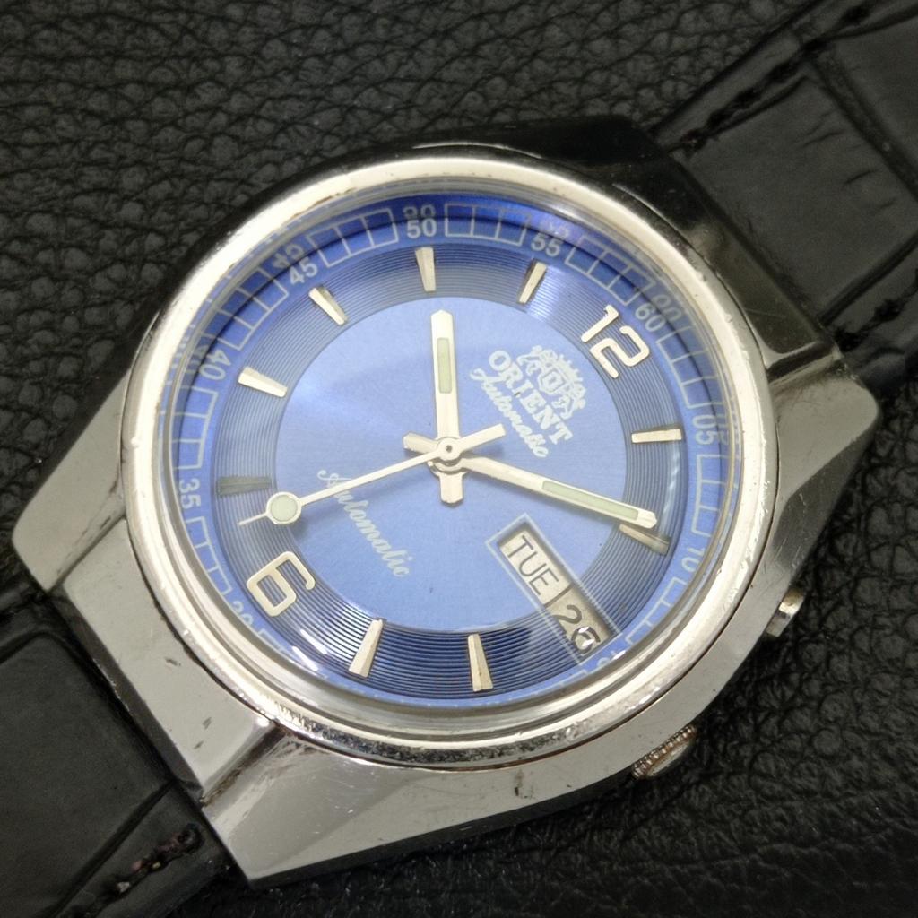 AUTOMATIC VINTAGE ORIENT 46941 JAPAN MENS BLUE COLOR DIAL WATCH a500739-5 R154-a500739