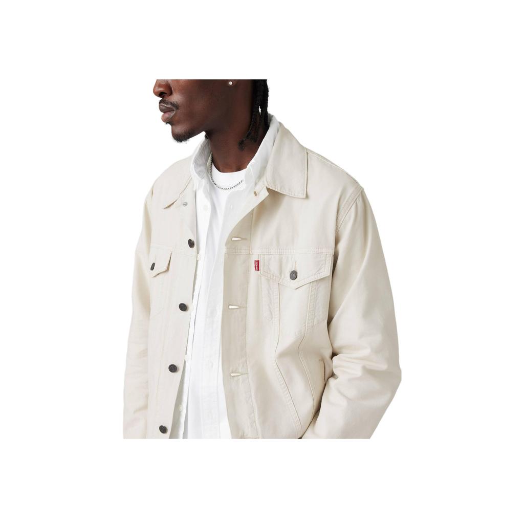 Levi's Relaxed Trucker Cotton Linen Jacket Off White Men A5782-0063