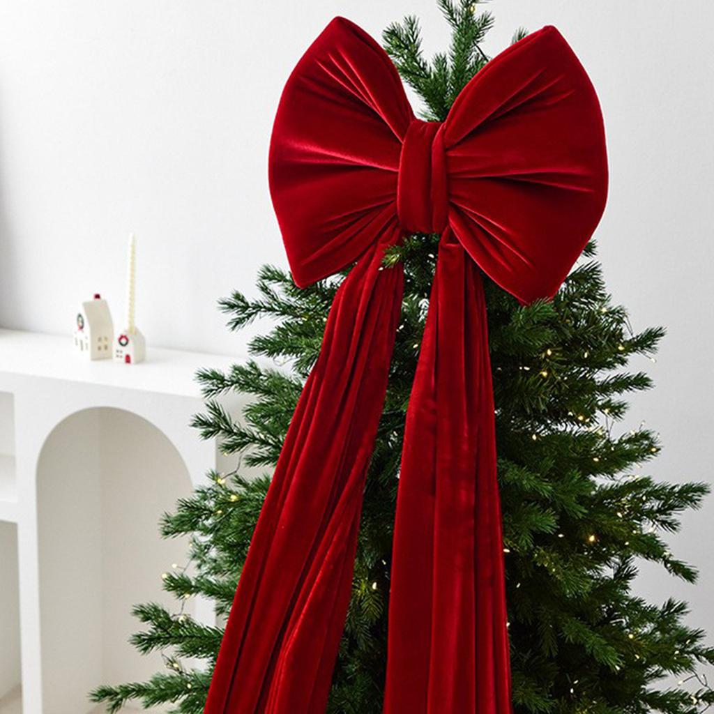 Xmas Tree Bowknot Pendant Ornaments Super Large Christmas Bow Pendant Red Velvet for Home Decor New Year Party Gifts Decoration