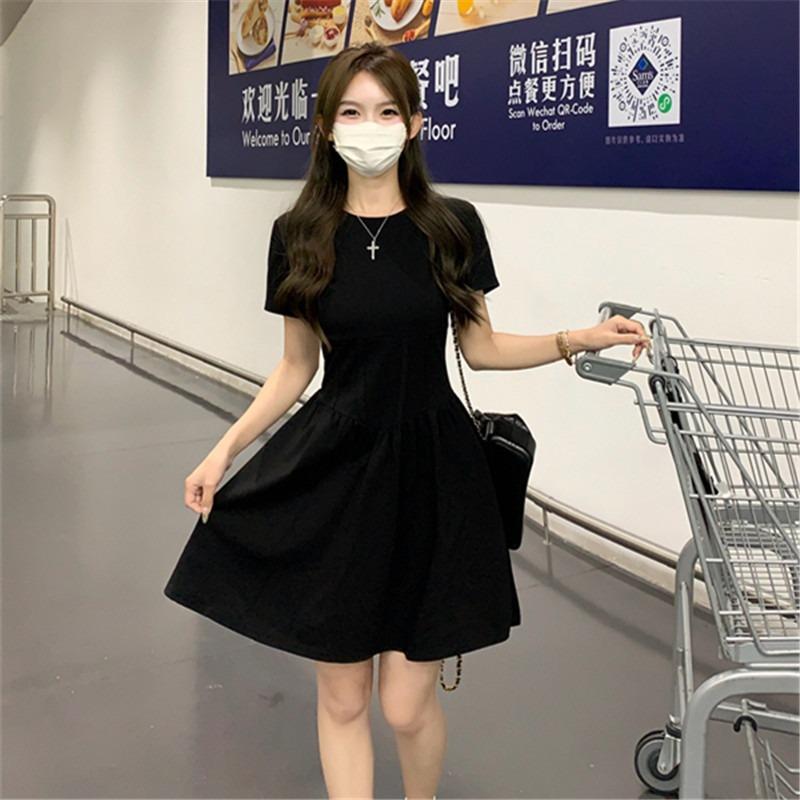 Little black dress fish bone pinched waist woman super hot summer small short skirt skirt hot girl premium dress