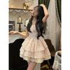 Sweet Spice Girl Blue Floral Dress Women's Summer Small Man Design Sense Princess Cake Dress Waist Fluffy Dress