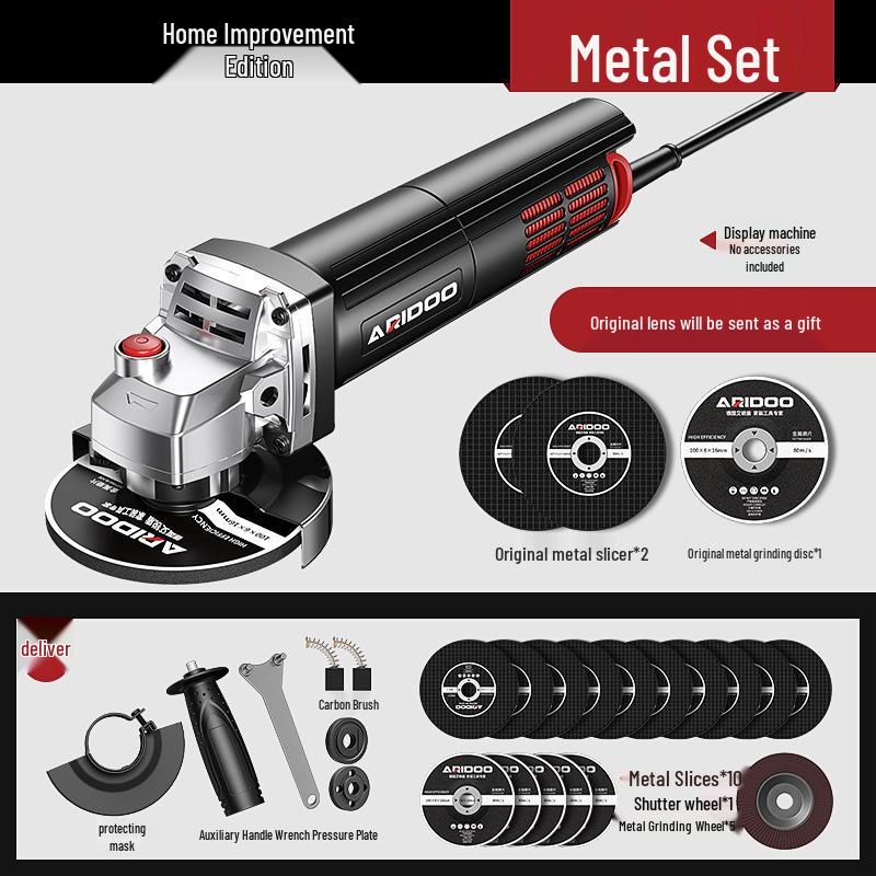 Deutscher Multifunktions-Winkelschleifer: Haushaltsschleifer, Polierer, Trennschleifer und Handschleifscheibe.