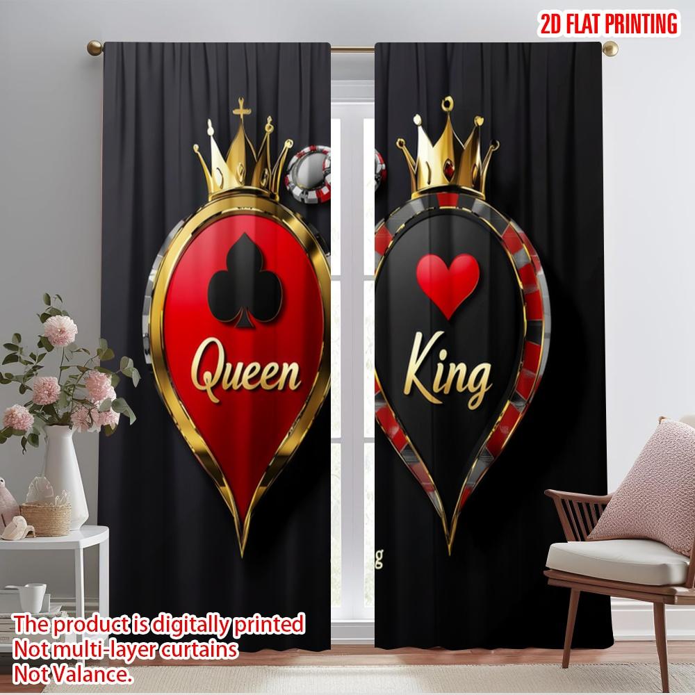 

2pcs,2D plane printing Minimalist Curtains Royal Cards Duo Polyester (without rod) Gifts Use for Bedroom, Living Room, Office, 52.50×116.00 CM 2pcs