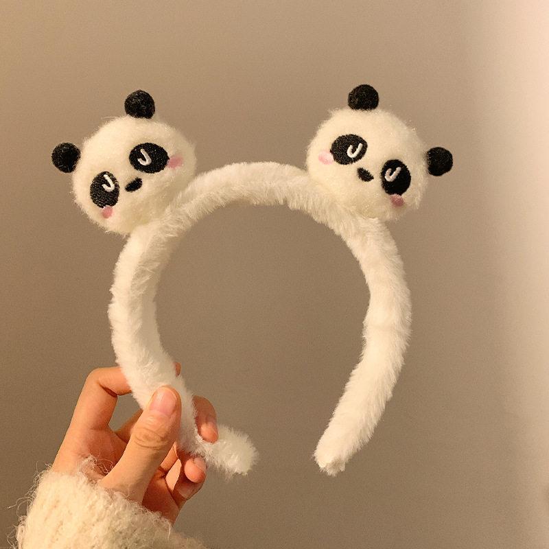 Panda plush face wash headband, hair band, pressure hair non-slip headband 2025 autumn and winter hairpin headgear hair accessories