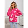 Women's Love Pullover Loose Sweater Round Neck Long Sleeve Small Heart Fashion Warm Sweater