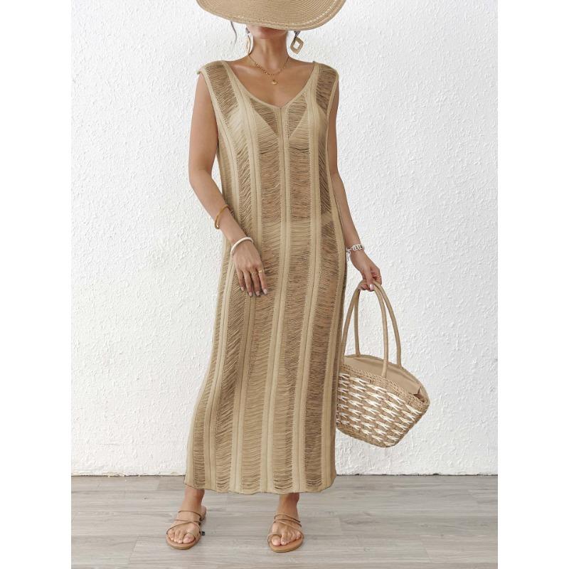 Women's Sexy Cut Out Tank Top Beach Bikini Smock Loose Long Dress
