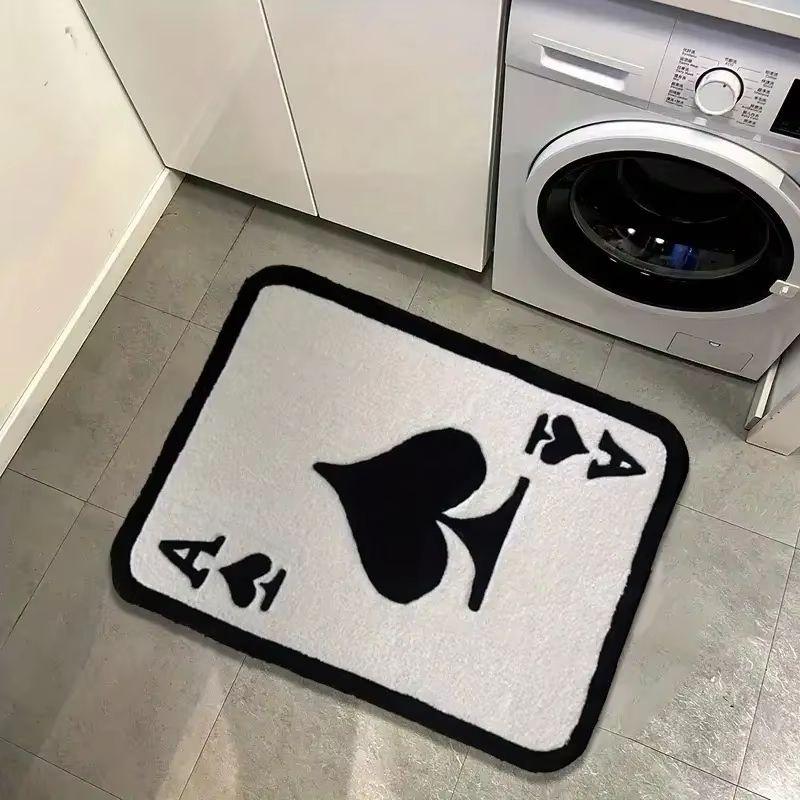 Spade A Playing Card Shaped Rug Soft Fluffy Anti Slip Bedroom Living Room Floor Mat Unique Trendy Home Decor
