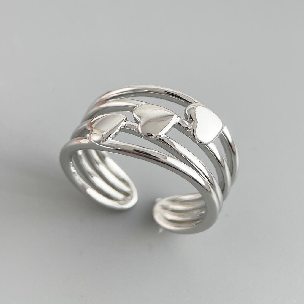 Xiaomi 925 Sterling Silver Finger Rings for Women 3 Layers Heart Couple Minimalist Ring Party Jewelry Gift Prevent Allergy