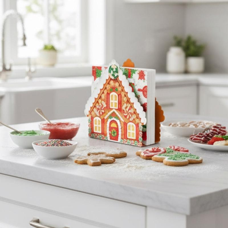 Gingerbreads House Cocktail Napkin Holder Christmas Table Decoration For Holiday Parties Festival Dining Accessories