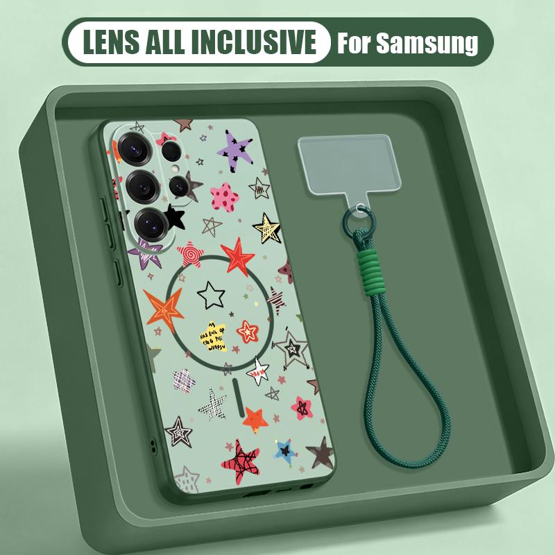 Creative Starry Stars Print Case For Samsung S26 Ultra S25 FE S24 S24 Plus A57 A37 A17 A56 A36 A16 A55 A35 A15 A54 5G Hybrid Magnetic Matte Cover