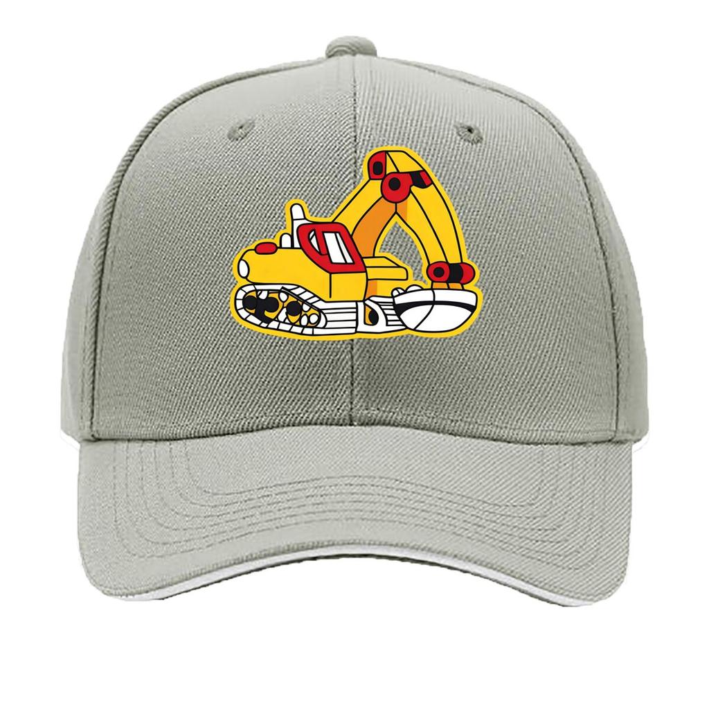 Adjustable Hat Featuring an Cartoon Excavator a Breathable Baseball Cap That Provides Cozy Suitabl Sandwich Baseball Cap