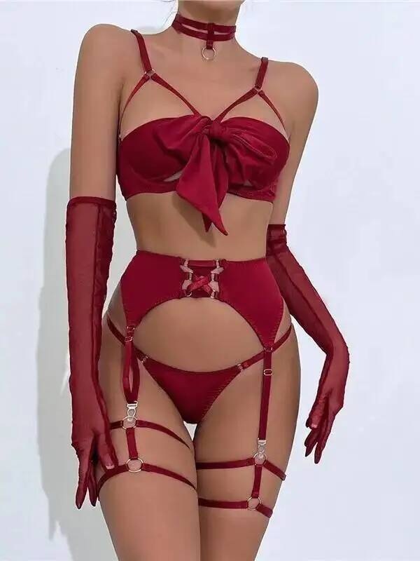 Laccetto Sexy Tentazione Lavorato a Maglia Push Up Alta Qualità Fiocco Bikini Sexy Senza Schiena Scollatura Profonda Bretelle Senza Maniche Nightclub Cnrs