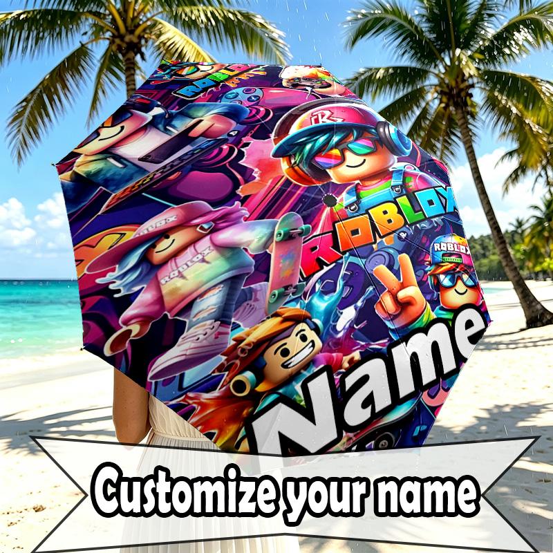 Custom Name Personalized DRAGON BALL Print Umbrella, Auto Open Close, 8‑Rib Sturdy Frame, Commute Camping Hiking Use, Birthday Gift