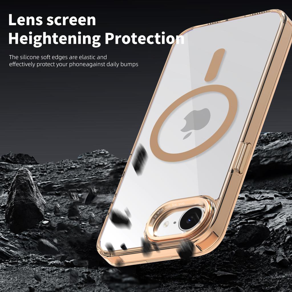 For iphone 17 16 15 Pro Plus Max Air and 17e 16e Case Clear Color Magnetic Metal Keys Anti-Drop and Anti-Fingerprint Phone Cover