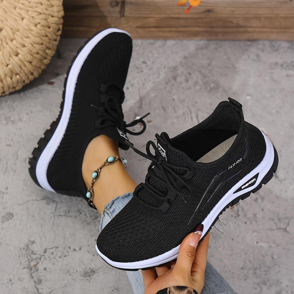Damen Casual Sport Outdoor Laufschuhe Walking Schuhe Schnürschuhe Strickschuhe für Frühling und Sommer