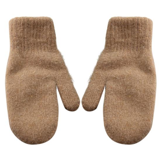 1 Pair Women Mittens Double-layers Cute Stretchy Soft Thickened Cold Resistant Solid Color Autumn Winter Girls Gloves for Riding