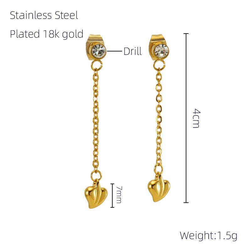 New Stainless Steel Fringed Diamond Earrings Women's Niche Simple Temperament Earrings Jewelry