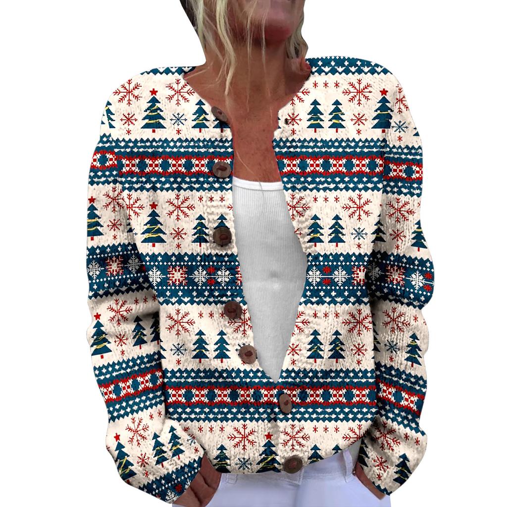 LLL-YK01 Christmas Crew Neck Cardigan Sweater 3D Printing