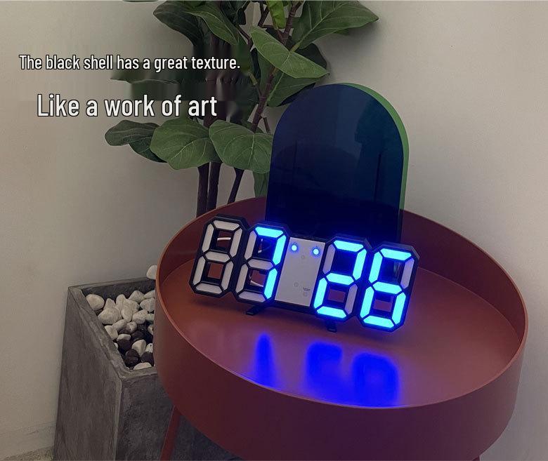 Luxury 3D LED Digital Wall & Desktop Clock - Luminous Alarm for Living Room