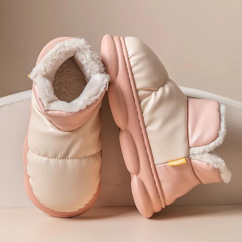 Waterproof Women Winter Ankle Snow Boots High Top Unisex Comfort Cotton Short Boot Thick Soles Outdoor Slip-on Shoes