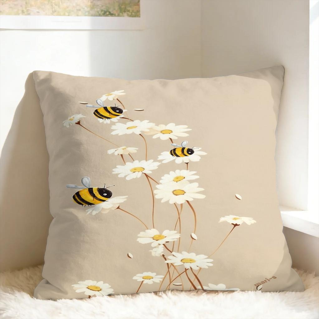 Sunflower Bee Pillow Case Soft Pillow Cover Fashion Cushion Cover For Sofa Home Decor