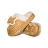 New Bow-tie Fluffy Slippers Autumn and Winter Indoor Thick-soled Heightening Cotton Slippers Home Thermal Cotton Shoes
