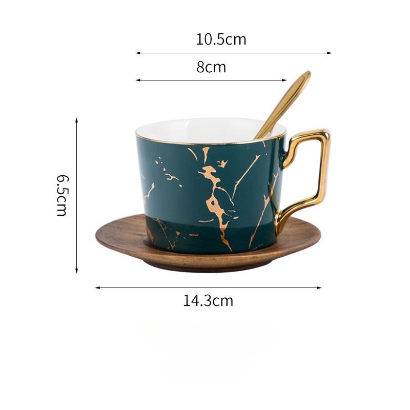 

Nordic Style Gilded Square Ear Ceramic Coffee Cup Crack Gold Rimmed Mug Afternoon Tea Cups Household Drinkware 270ml зелёный