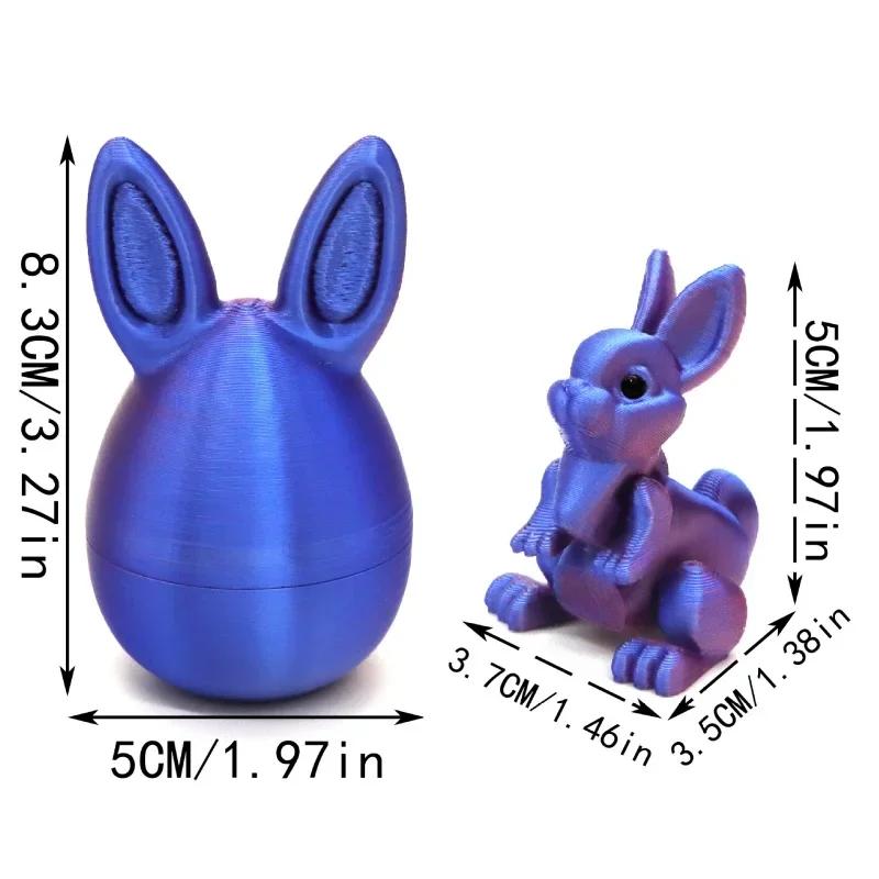 Surprise Opening Easter Egg with Bunny Inside 3D Printed Pastel Rabbit Figurine Set, Miniature Collectible Decor for Kids Gift